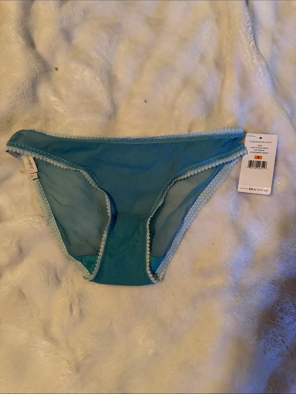NEW On Gossamer Light Teal Lace-Trim Bikini Bottoms